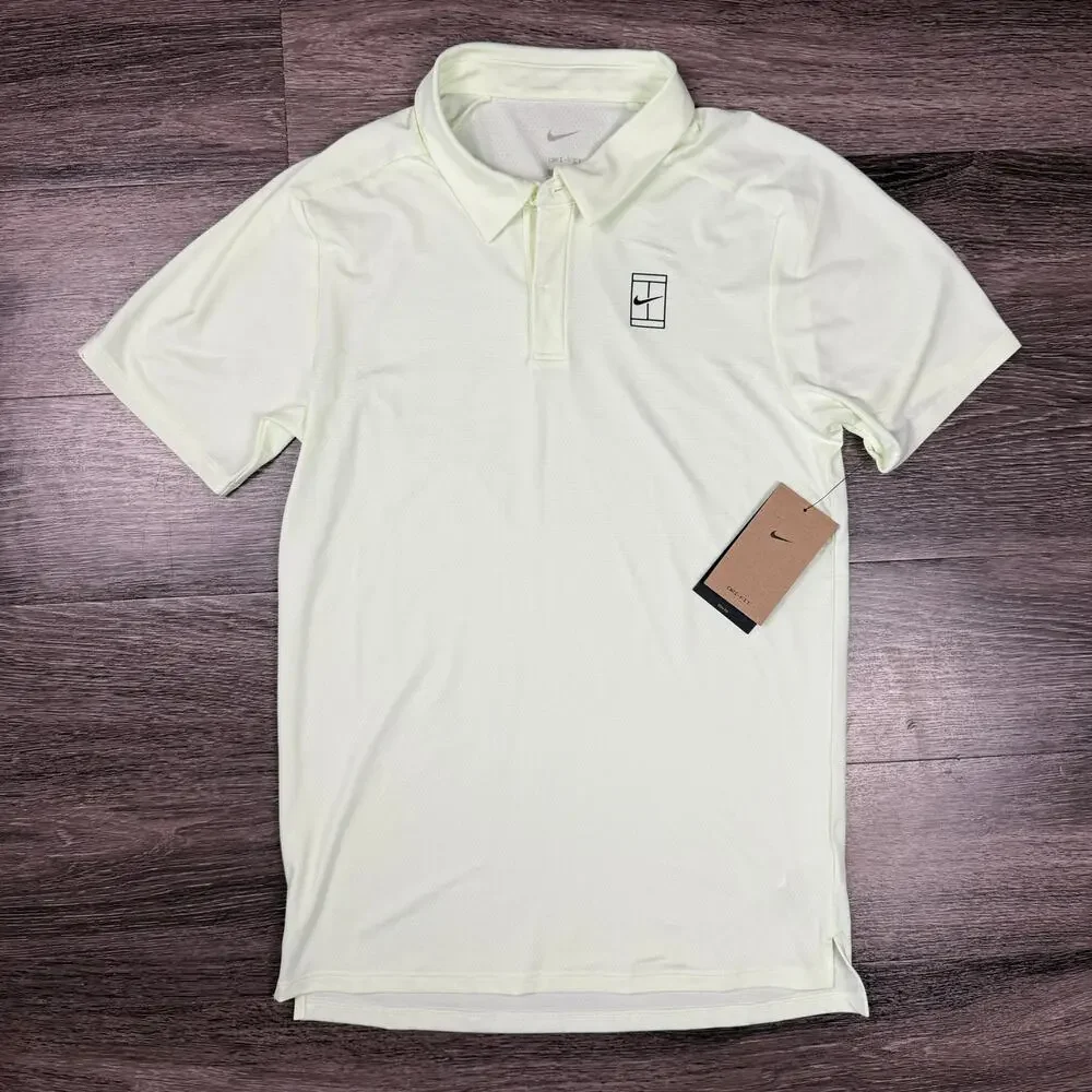Nike Court Advantage Dri-FIT Tennis Golf Polo Lime Men's XS FZ6907-709 NEW